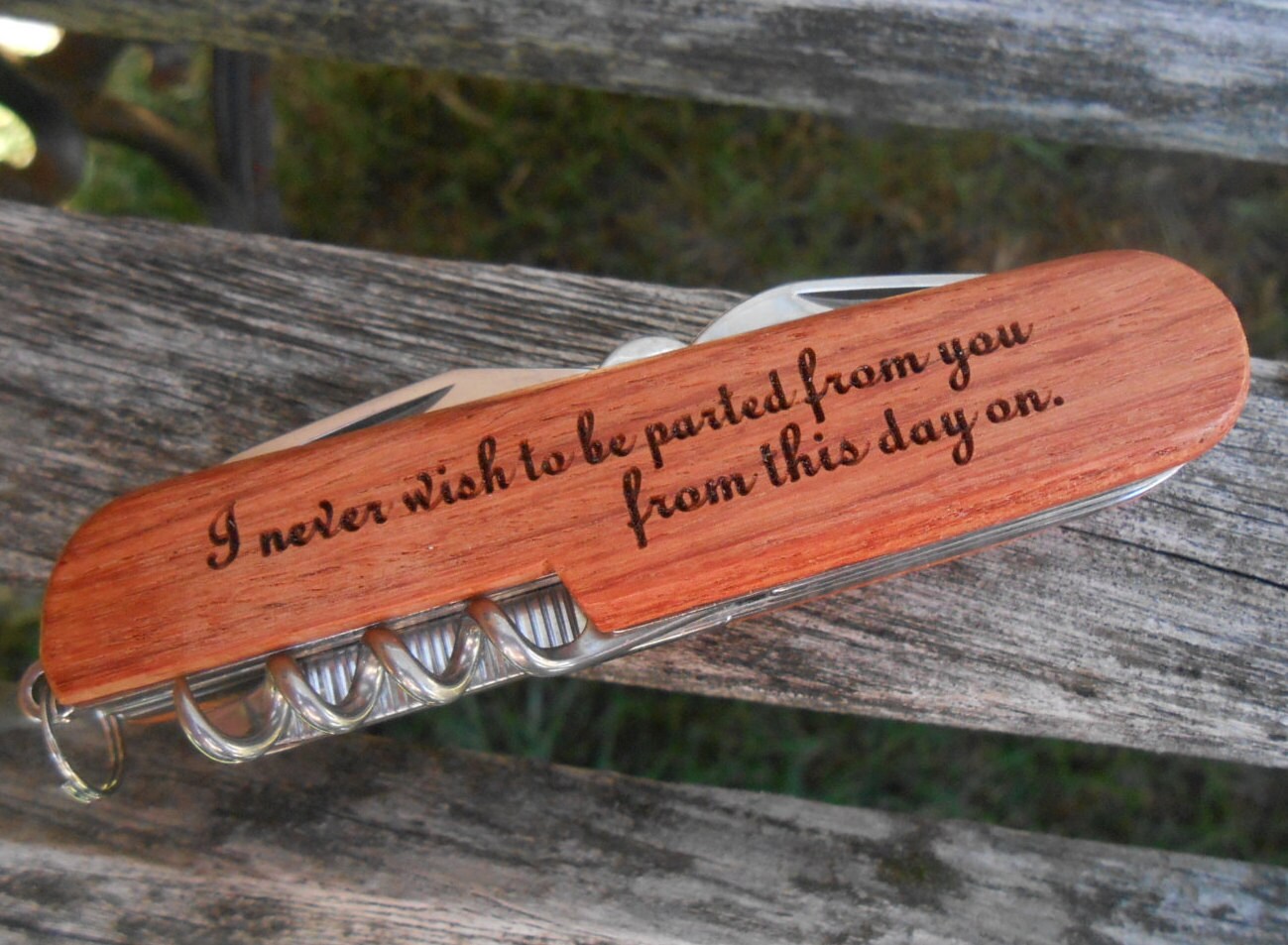 Pocket Knife, Jane Austen Quote. Mr. Darcy. Laser Engraved Wood