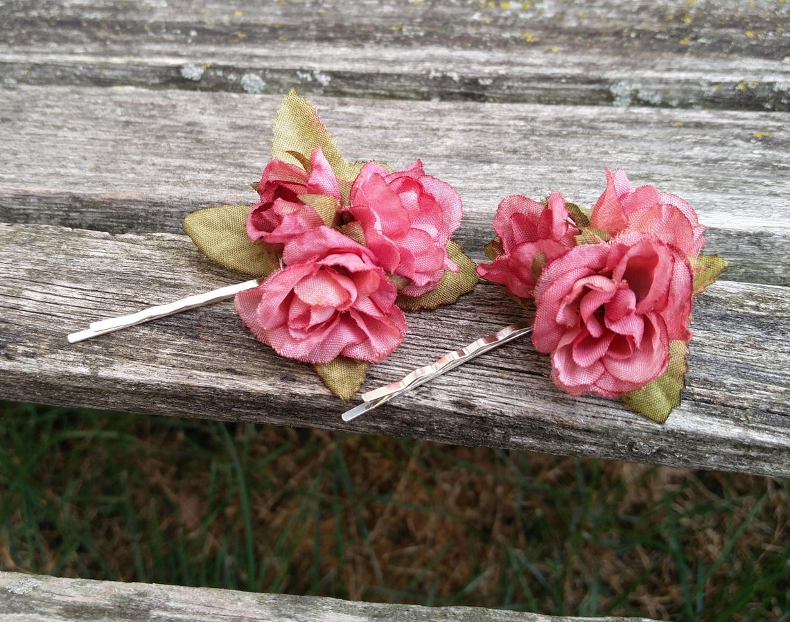 Pink Rose Hair Pieces Set of Two. Perfect for A Bride Flower Etsy