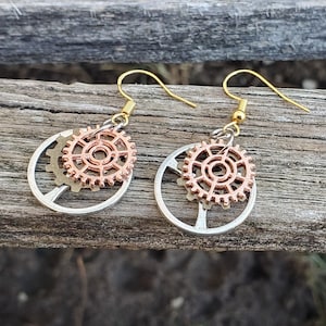 Steampunk Gear Earrings. Anniversary Gift, Birthday, Steampunk Jewelry, Gifts For Her
