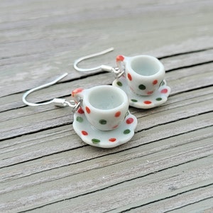 Teacup Earrings. CHOOSE Your Color Hooks. Gift For Mom, Anniversary Gift, Gift For Her, Birthday Gift. Tea Cup Earrings