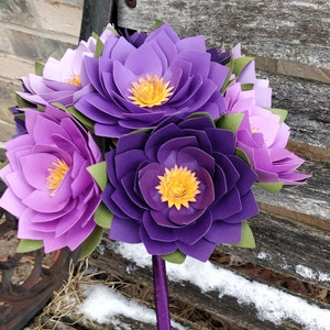 Custom Lotus Wedding Bouquet. Bridal, Bridesmaids, Boutonnieres, Corsages. Paper Lotus