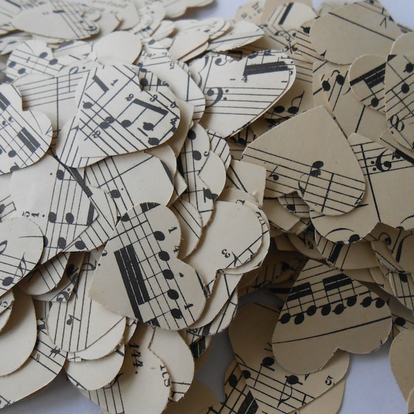 1000 Sheet Music Hearts, 1 inch. Wedding Decoration, Party, Shower. Hearts or Circles.