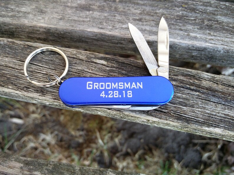 Customized pocket knife keychain laser engraved wood etsy