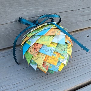 Vintage Map Ornament. Christmas Gift, First Anniversary Gift, Gifts For Him, Gifts For Her, Christmas Decoration, Birthday Gift
