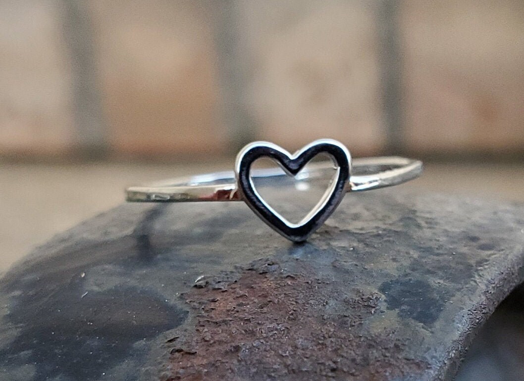 Tiny Heart Ring. Choose Size & Color Gift For Anniversary | Etsy