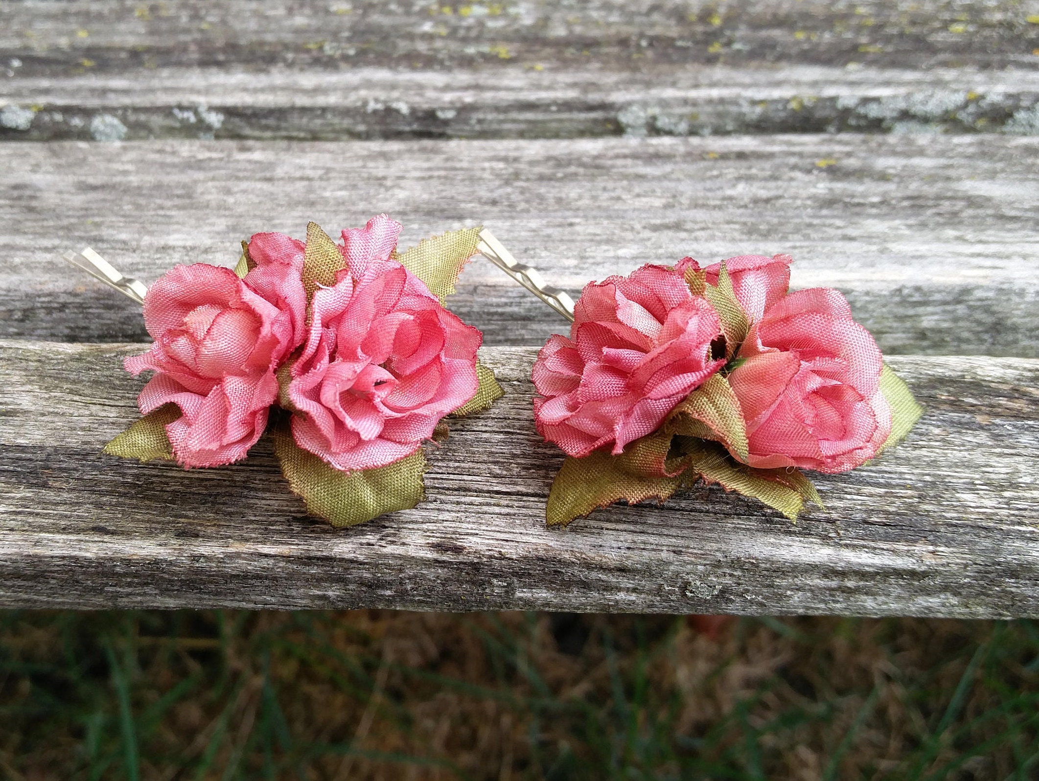 Pink Rose Hair Pieces Set of Two. Perfect For A Bride Flower Etsy