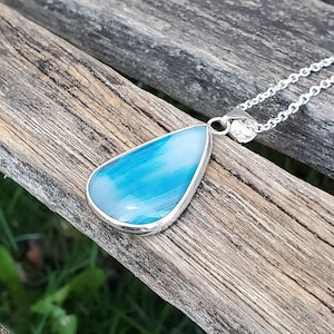 Blau Gebänderte Achat Halskette. Geburtstagsgeschenk, Jubiläumsgeschenk. Geschenk für Mama. Achat Anhänger
