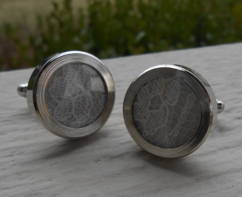 Wedding Dress LACE CUFFLINKS. Groomsmen Gift Dad Gift Memory Etsy