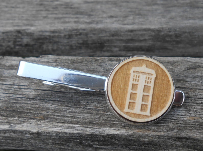 Police Box Tie Clip Steampunk Custom Orders Welcome Groom Wedding Men Tie Tack Groomsmen Gift Laser Engraved Tie Bar Dad