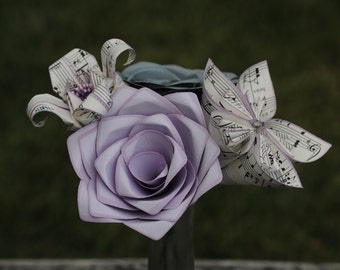 Sheet Music Bouquet. Lavender & Grey. Or CHOOSE YOUR COLORS. Musician Gift, Anniversary, Birthday, Centerpiece, Bridal Bouquet