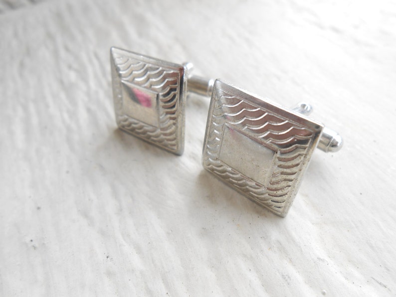 Men/'s Vintage Silver Square Cufflinks Wedding Groomsmen Gift Dad.