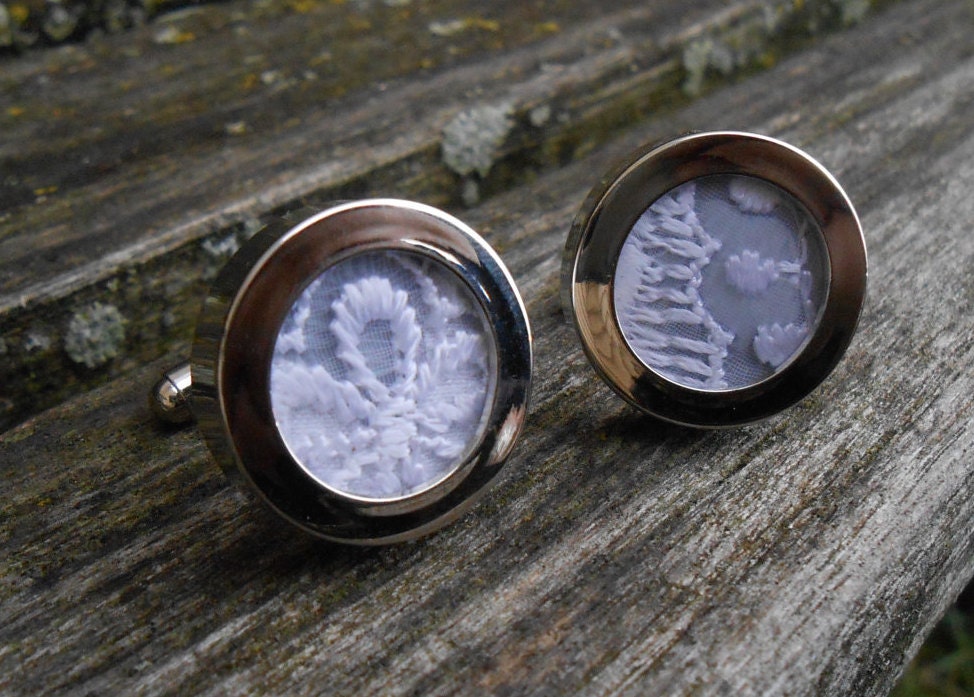 Wedding Dress LACE CUFFLINKS. Groomsmen Gift Dad Gift Memory Etsy