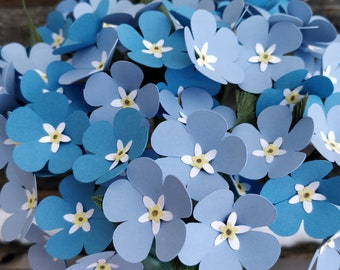 Ramo de No Me Olvides. ELIGE TUS COLORES. Ramo hecho a mano. Centro de mesa, regalo, flor de papel. Se aceptan pedidos personalizados.