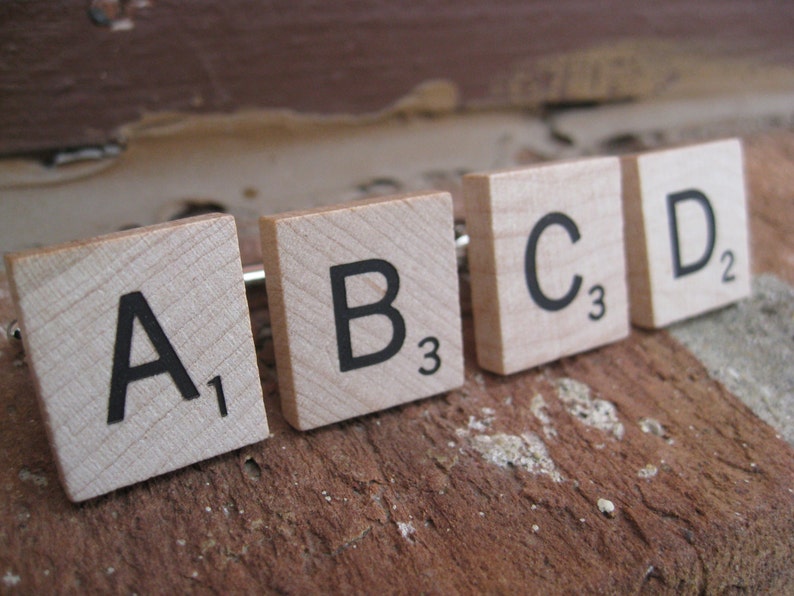 CHOOSE YOUR LETTERS Christmas. Birthday Game Tile Cufflinks Anniversary Wedding Groom Groomsmen Gift Dad