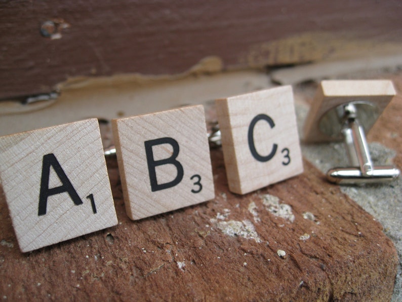 CHOOSE YOUR LETTERS Christmas. Birthday Game Tile Cufflinks Anniversary Wedding Groom Groomsmen Gift Dad
