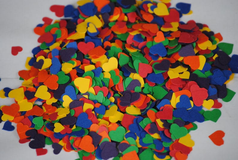Showers Weddings ROYGBIV Over 2000 Mini Confetti Hearts RAINBOW MIX Decorations