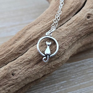 Sterling Silver Cat Necklace. Gifts For Women, Gifts For Her. Birthday Gift. Anniversary Gift, Cat Lover.