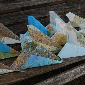 FLYING Map Paper Airplanes. Wedding Decoration, Party, Birthday, Travel Wedding, Escort Card, Kids, Children, Fun Favor, Unique Game image 4