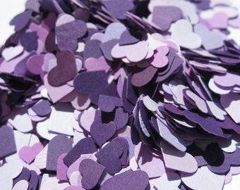 Over 2000 Mini Confetti Hearts. PURPLE MIX. Weddings, Showers, Decorations. ANY Colors Available.