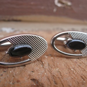 Vintage Black Onyx Cufflinks. Wedding, Groom, Anniversary, Christmas Gift, Dad, Groomsmen