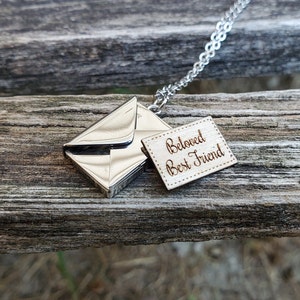 Personalized Envelope Locket Necklace. CHOOSE YOUR WORDS. Wedding, Groom Gift, Anniversary, Birthday, Valentine.