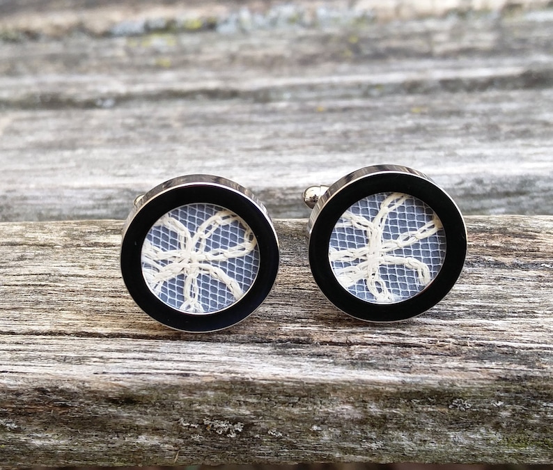 Wedding Dress LACE CUFFLINKS. Groomsmen Gift Dad Gift Memory Etsy