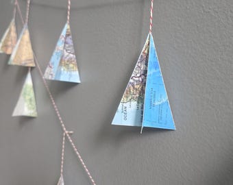 Paper Map Mountain Garland. CHOOSE YOUR LENGTH. Birthday Decor, Wedding Decorations. Map Garland. Vintage Maps.