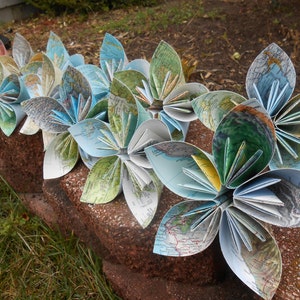 5 Huge Map Kusudama Paper Flowers. Great For Weddings, Centerpiece, Decoration, Gift. image 2