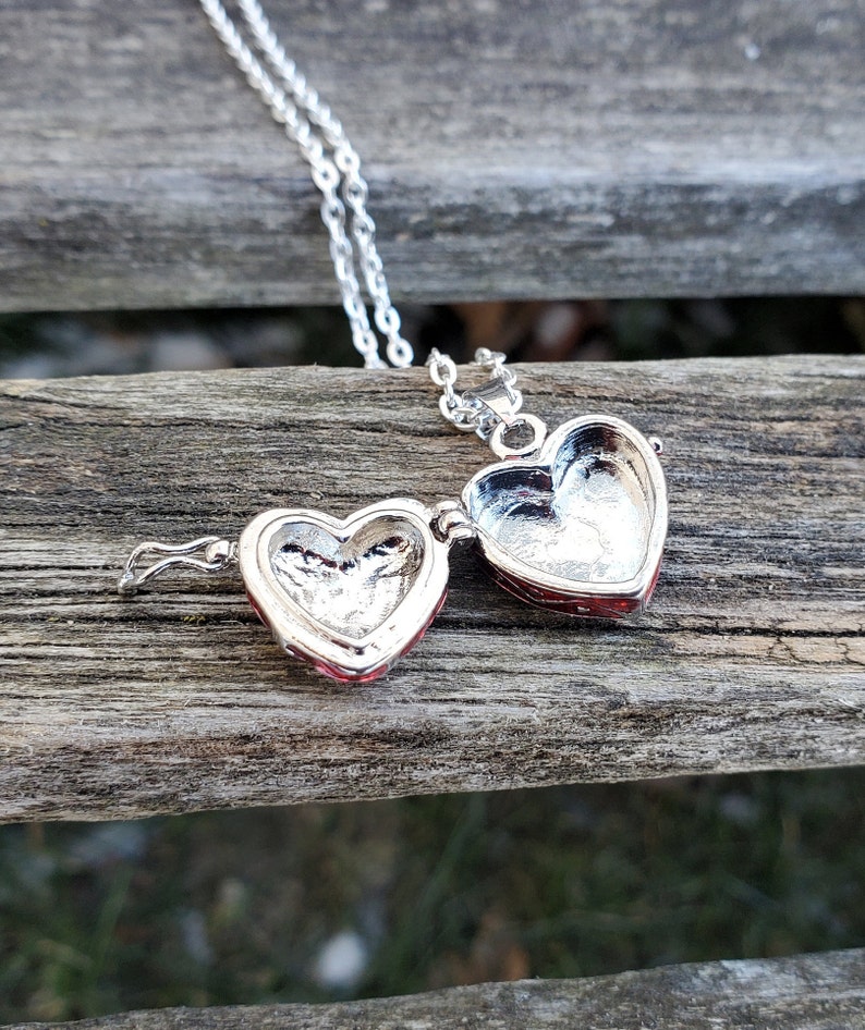 Red Heart Locket Necklace. Anniversary Gift Birthday Etsy