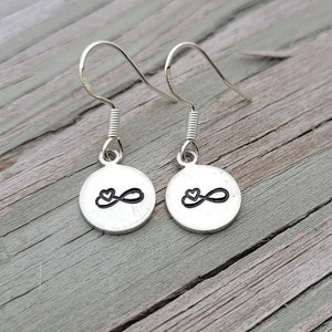 Infinity Heart Earrings. CHOOSE YOUR COLOR. Gift For Mom, Anniversary Gift, Birthday, Christmas. Dangling Earrings, Infinity Earrings