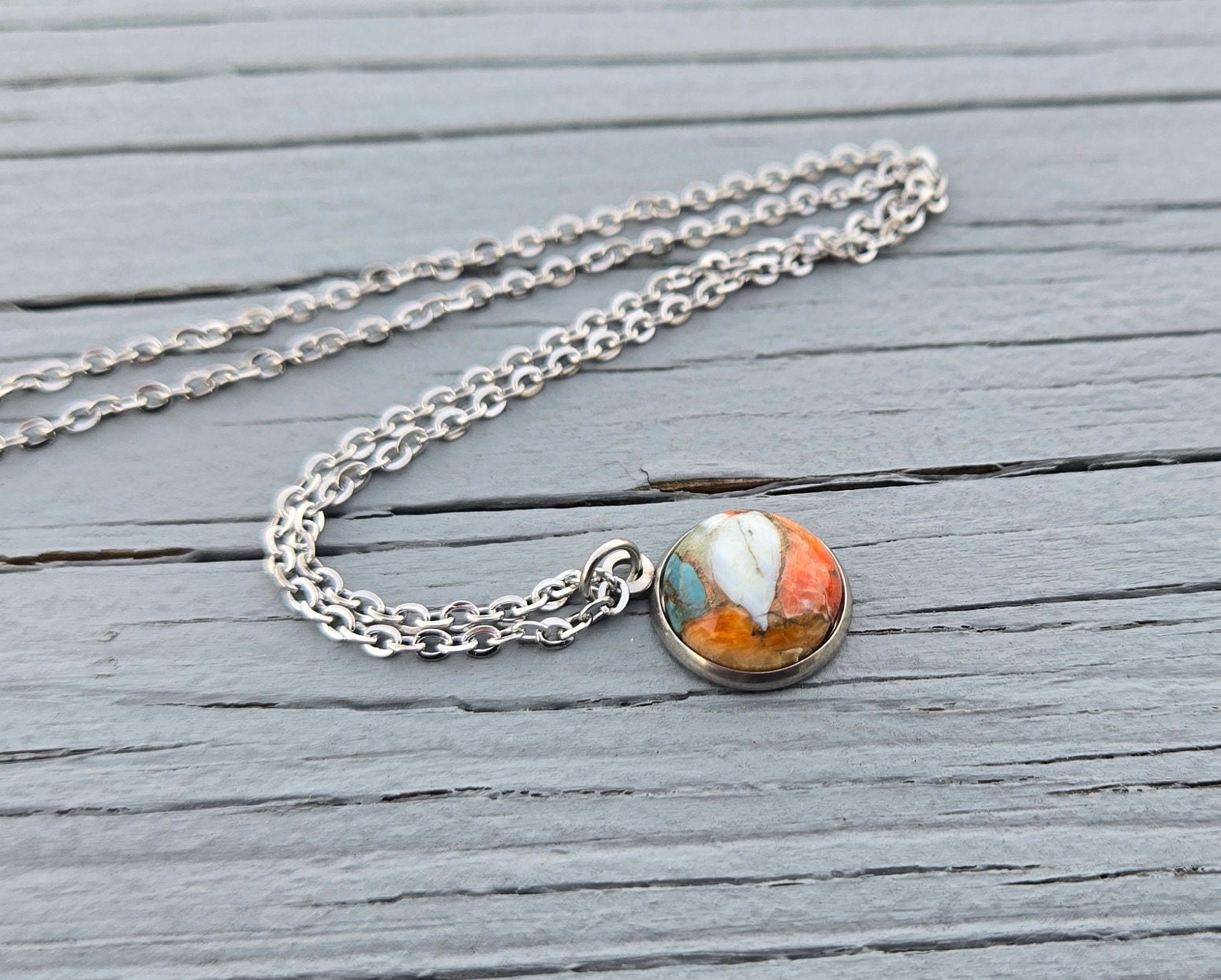 Spiny Oyster Turquoise Necklace. Wedding, Anniversary Gift, Christmas Gift, Gift For Mom, Birthday Gift.