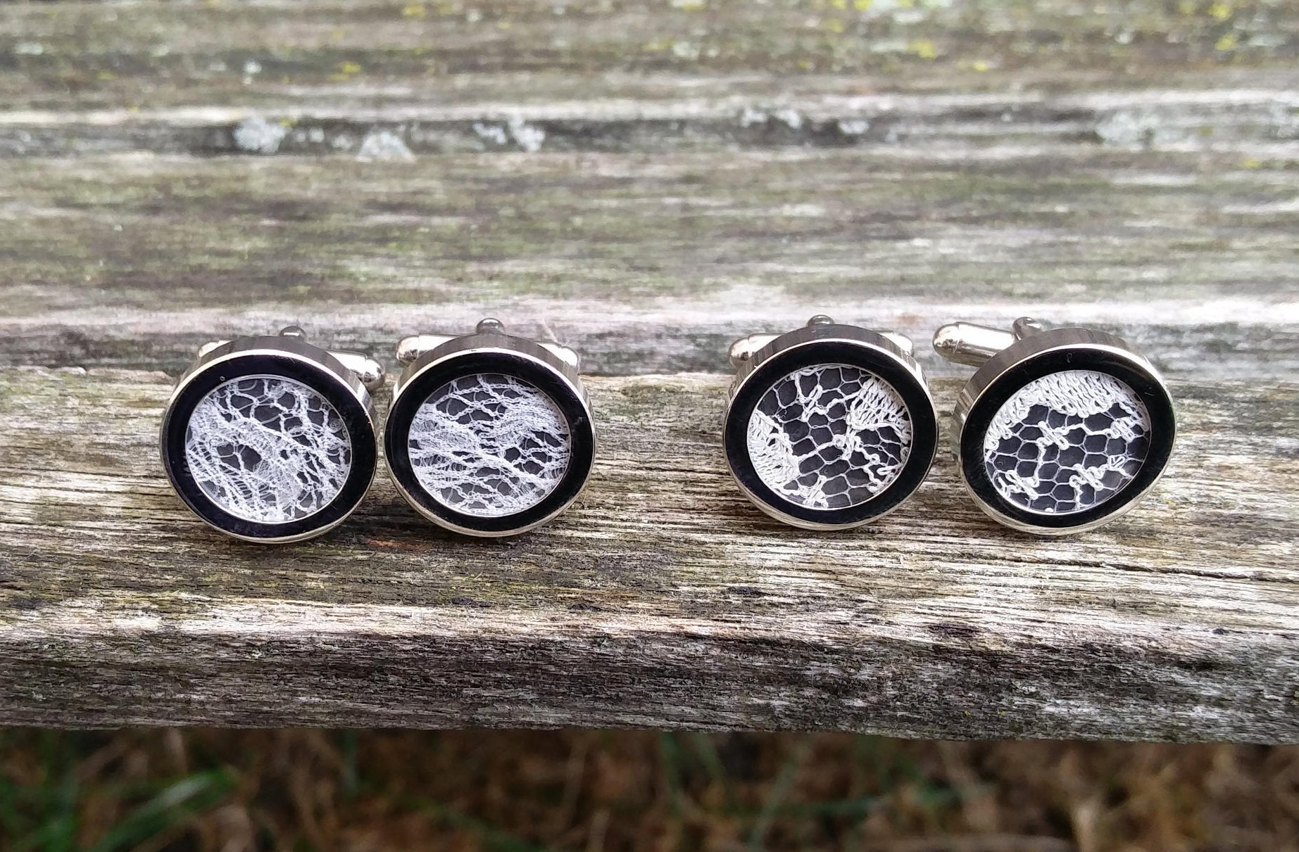 Wedding Dress LACE CUFFLINKS. Groomsmen Gift Dad Gift Memory Etsy