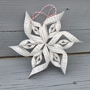 Christmas Carol Ornament. Book Ornament. Christmas Tree Ornament. Twisted Star, Holiday. Unique Holiday Decoration. Christmas Gift