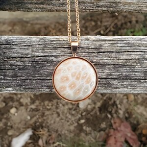 Petoskey Stone Necklace. Fossilized Coral. Wedding, Christmas Gift, Anniversary Gift. Michigan