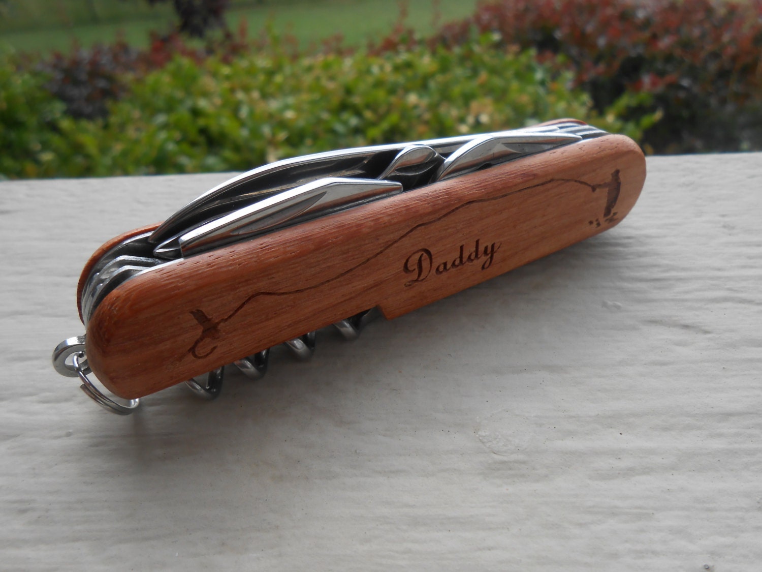 FLY FISHING Pocket Knife Laser Engraved Wood. Wedding Men Etsy