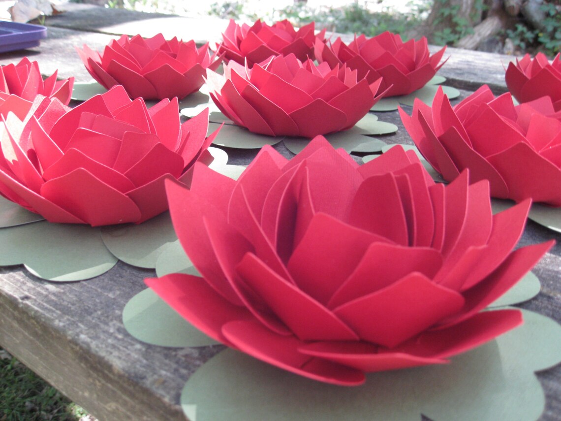 Set of 3 Lotus Flowers. CHOOSE YOUR COLORS. Wedding Event Etsy