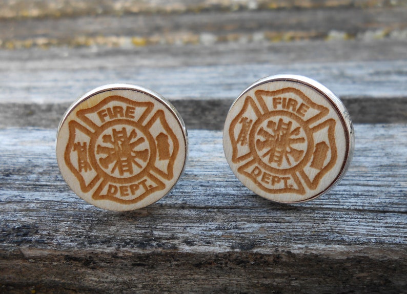 Dad Groomsmen Fire. Laser Engraved Firefighter Maltese Cross Cufflinks Groom Wedding Men Christmas Gift