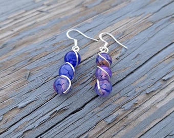 Dragon Glass Earrings. Wired Earrings. Gifts For Women, Gifts For Her. Anniversary Gift, Birthday Gift, Purple Earrings