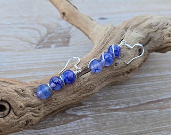 Dragon Glass Earrings. Wired Earrings. Gifts For Women, Gifts For Her. Anniversary Gift, Birthday Gift, Purple Earrings