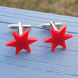 Red Star Cufflinks. Wedding Gift, Men&#39;s Gift, Groomsmen Gift, Dad Gift, Anniversary Gift, Birthday Gift