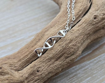 Sterling Silver DNA Necklace. Anniversary Gift, Birthday Gift, Science Gift. Geek Gift