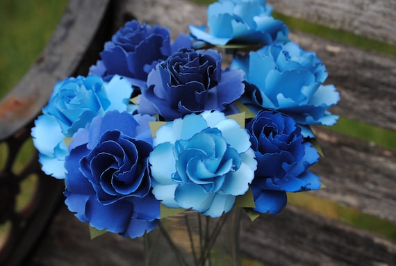 Dozen Wild Roses. CHOOSE YOUR COLORS. Centerpiece, Wedding, Paper Flower Bouquet, First Anniversary. Carnations