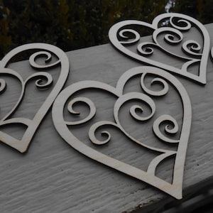 4 Wood Hearts. Laser Cut. Wedding, Event, Valentine Decoration, Gift.