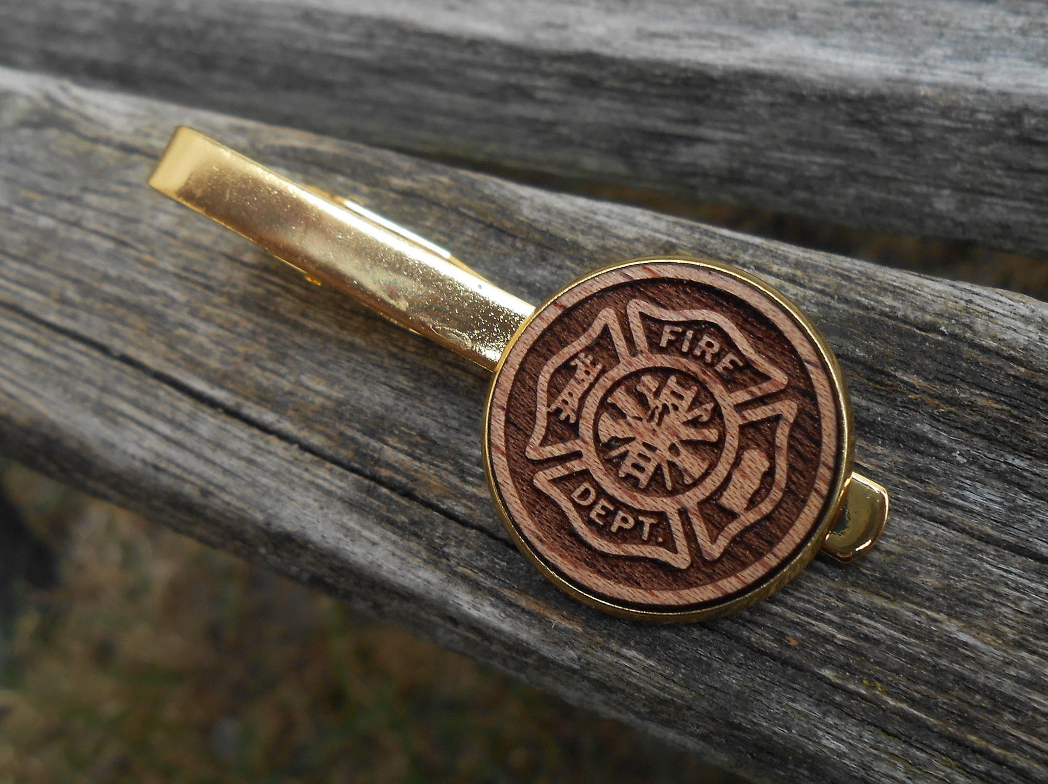 FirefighterTie Clip. Laser Engraved. Wedding, Men, Groom, Groomsmen Gift, Dad. Anniversary, Birthday, Christmas, Father's Day, Fifth