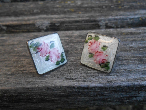 Vintage Sterling Silver Earrings. Floral, Flowers… - image 4