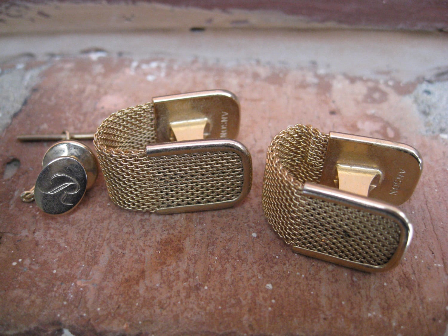 Vintage R Monogram Cufflinks & Tie Tack. Wedding, Anniversary, Groom, Groomsmen Gift, Dad.