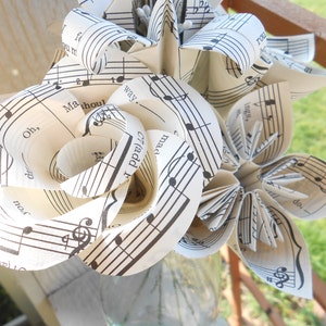 Vintage Sheet Music Flowers, Half Dozen. Anniversary Gift, Home Decor, Centerpiece, Wedding, Paper Flower Bouquet