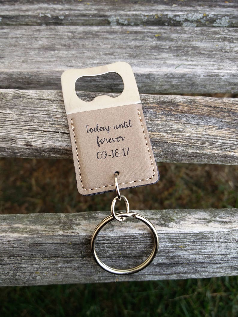 Customized Bottle Opener Leather Keychain. Laser Engraved. Etsy