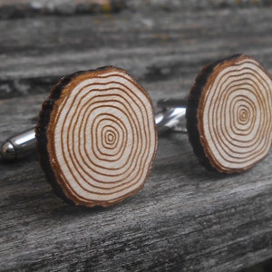 Tree Ring Cufflinks. Tree Slice. Wedding, Men&#39;s, Groom Gift, Fifth Anniversary Gift, Valentine, Groomsmen, Unique, Birthday. Wood Round
