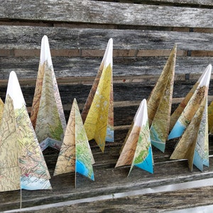 Map Mountains. Snow OR No Snow. Vintage Maps. Wedding Decoration, Centerpiece, Birthday, Party, Event Decor.